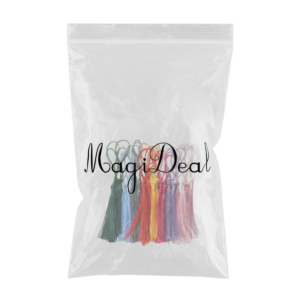 120 Pieces Multicolored Silky Handmade Soft Craft Mini Tassels with Loops