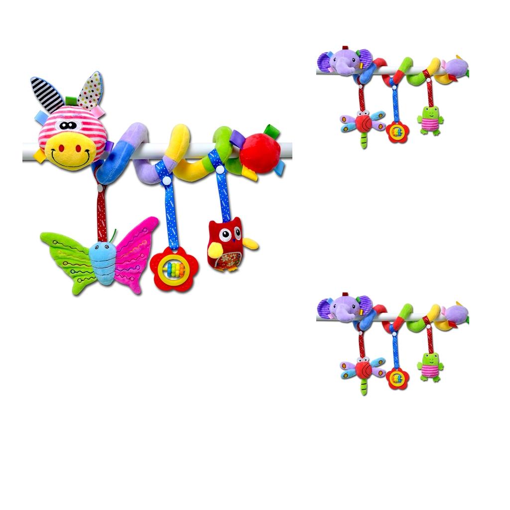2 Pieces Musical Plush Crib Bed Stroller Baby Pram Rattle Hanging Bell Toys