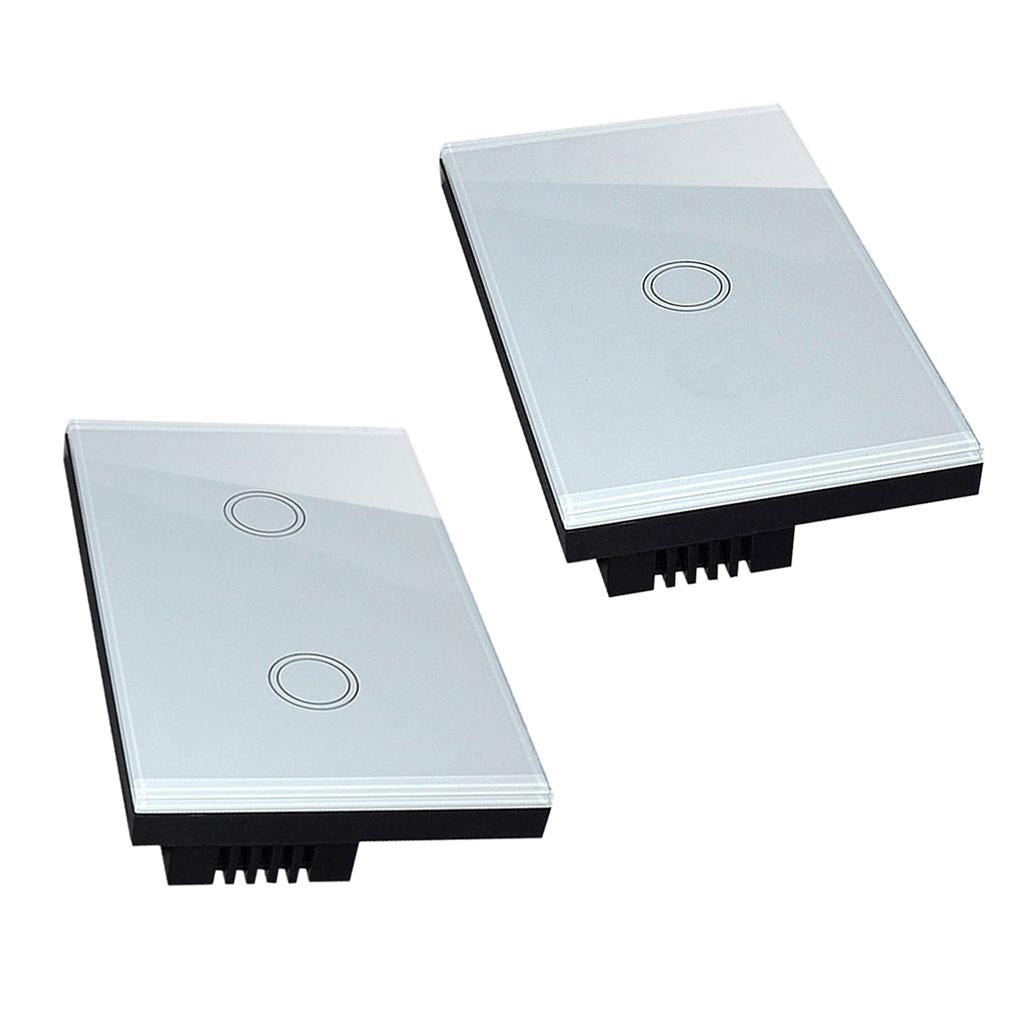 2Pcs 1 Way Touch Wall Control Light Switch Crystal Glass Panel 1 Gang 2 Gang