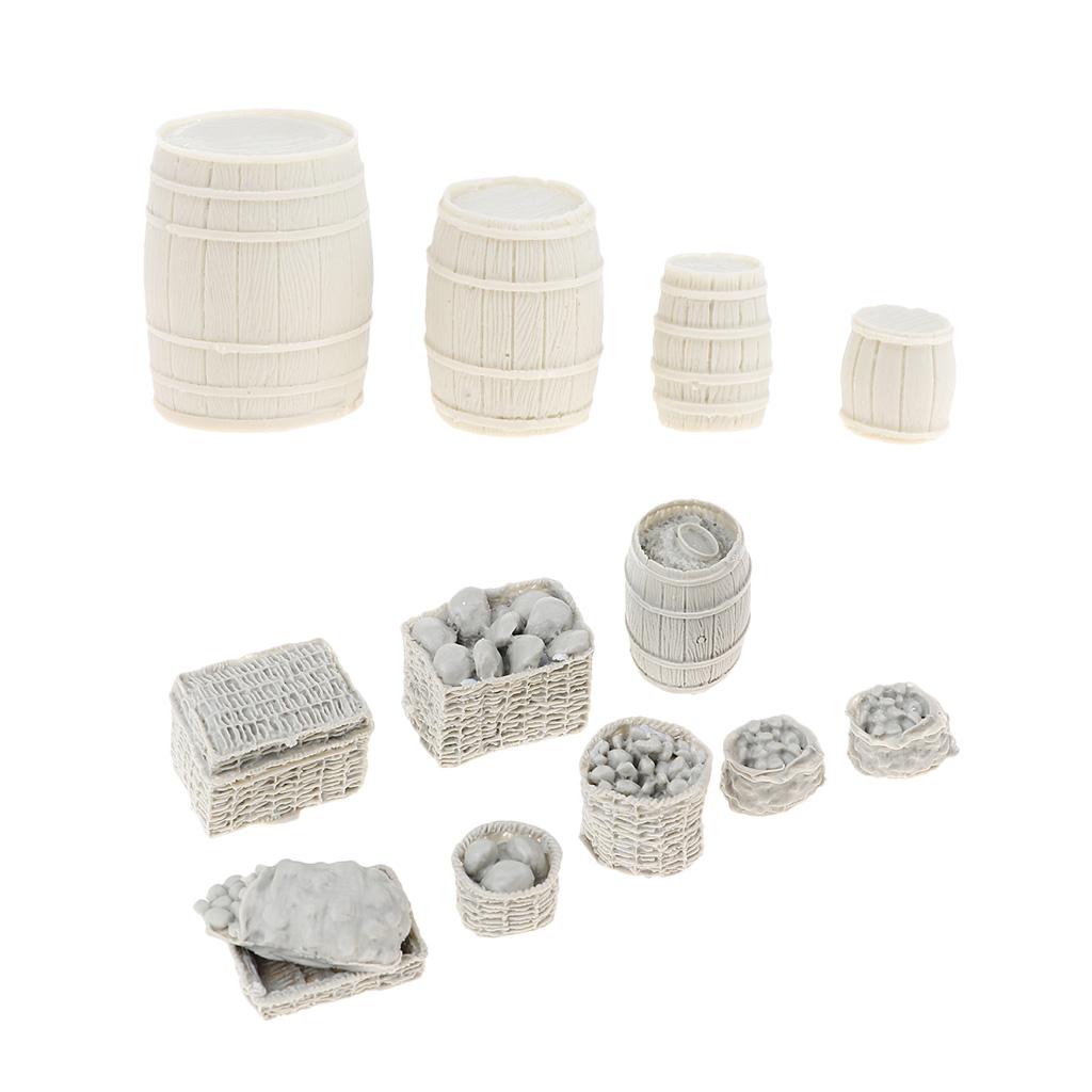 1/35 Scale Mini Slodier Food Supplies Basket Cask Model for Sand Table Scene