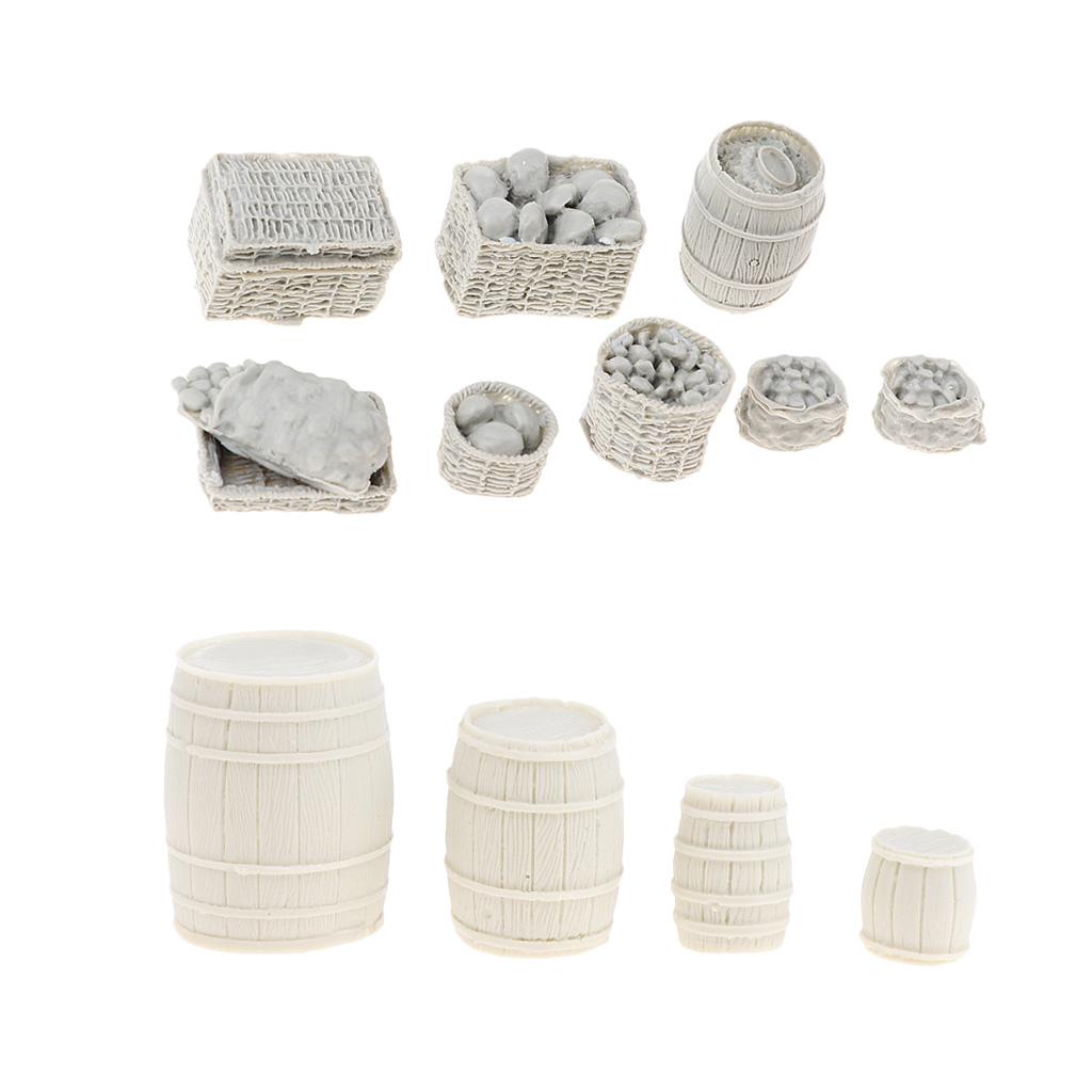 1/35 Scale Mini Slodier Food Supplies Basket Cask Model for Sand Table Scene