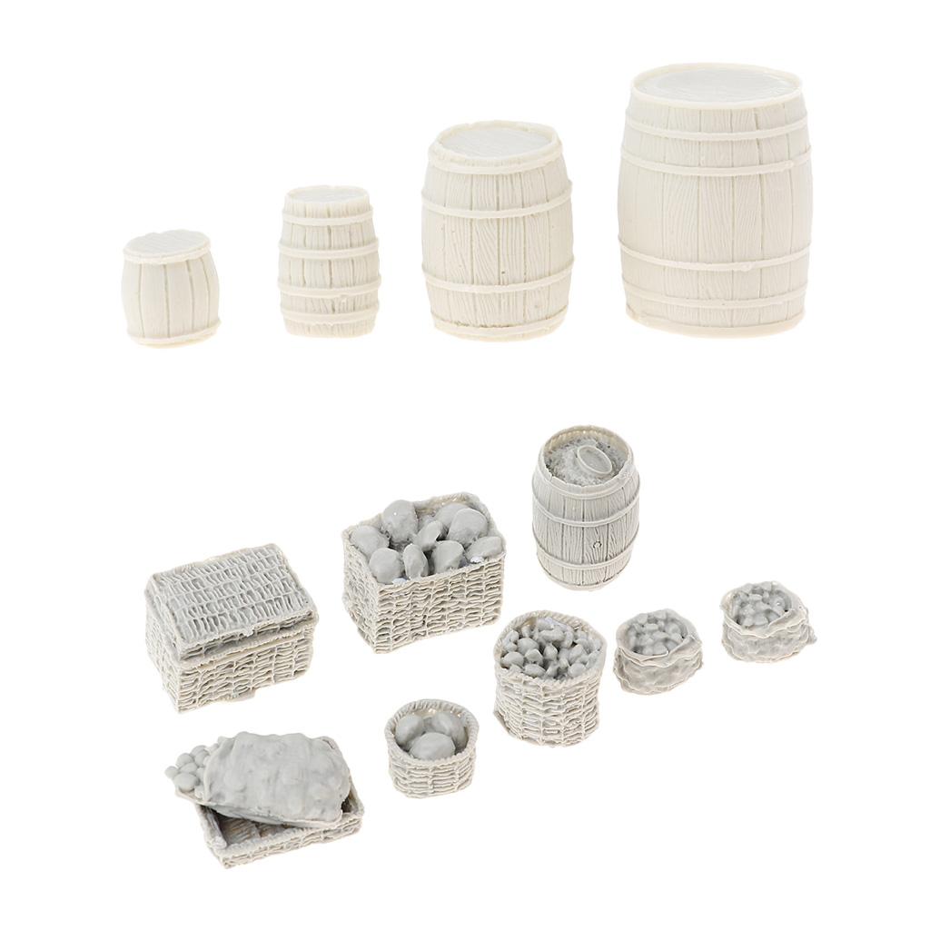 1/35 Scale Mini Slodier Food Supplies Basket Cask Model for Sand Table Scene