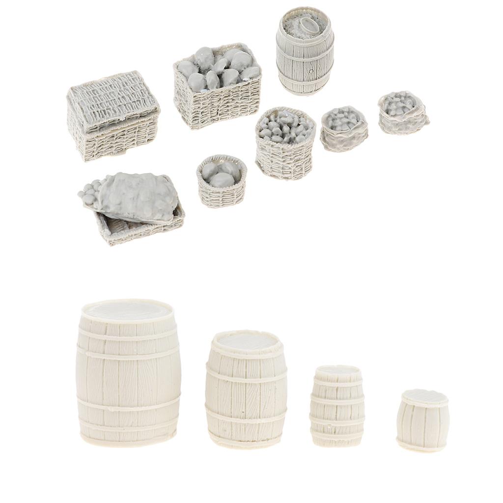 1/35 Scale Mini Slodier Food Supplies Basket Cask Model for Sand Table Scene