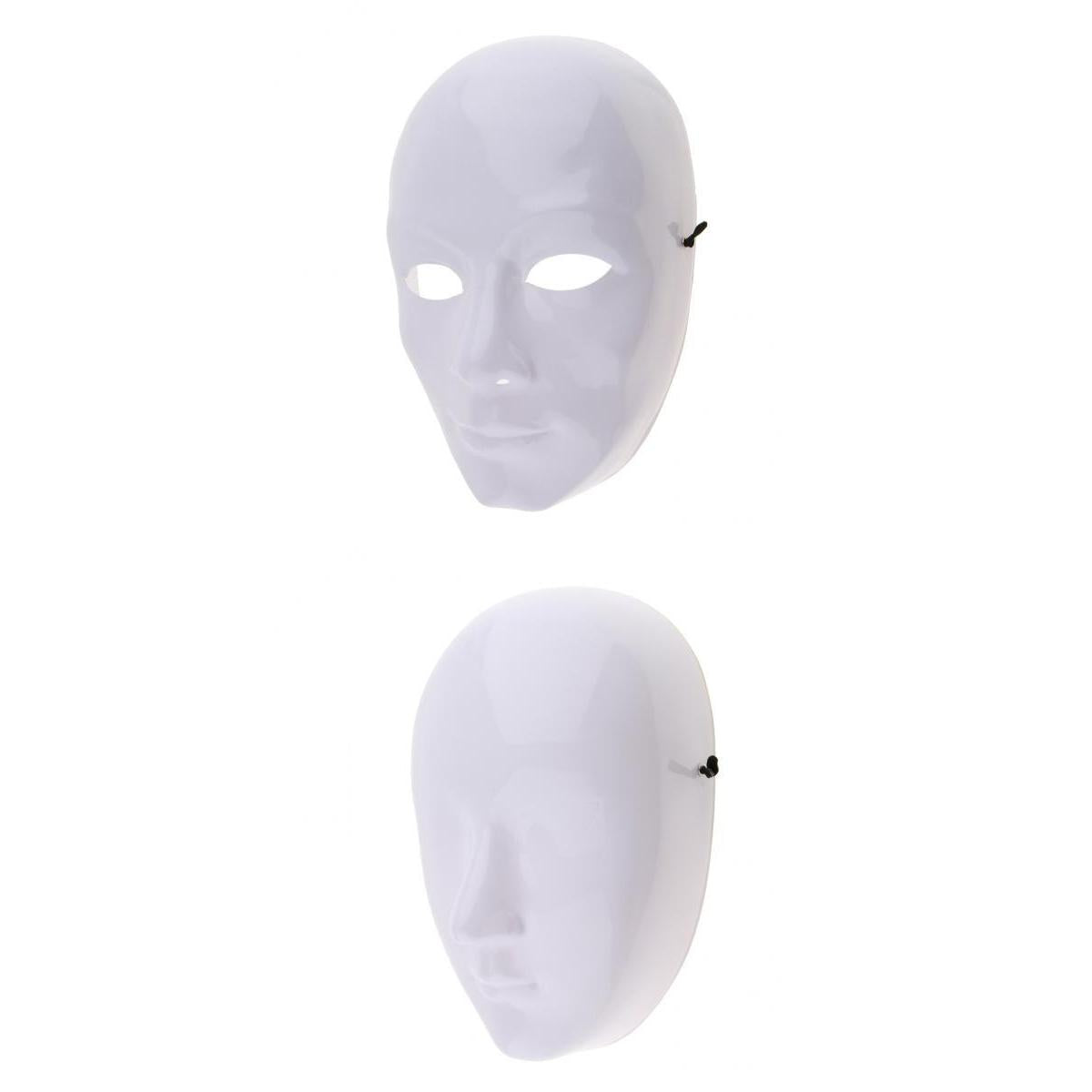 2 Piece DIY Unpainted Mask White Blank Face Mask Masquerade Costume Mask Set