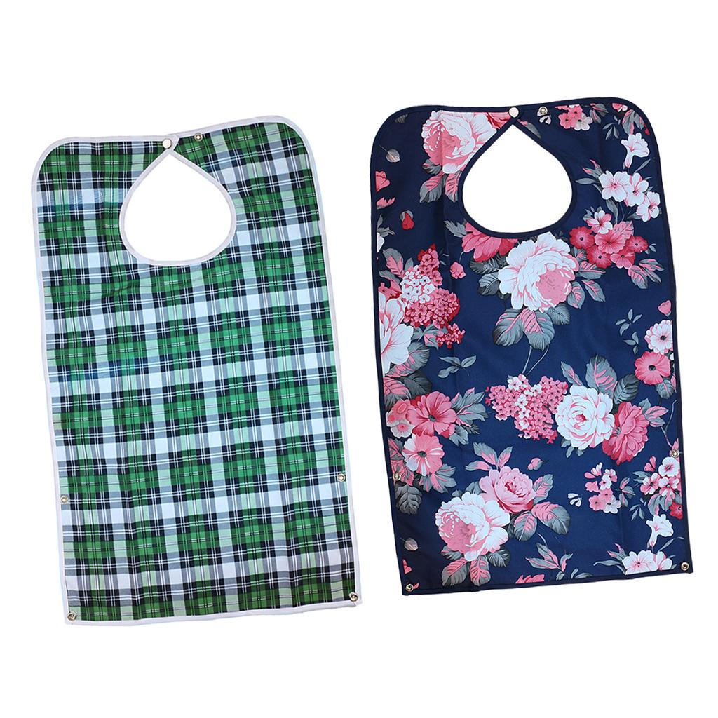 2 Pieces Detachable Bib Adult Mealtime Cloth Protector Disability Aid Apron