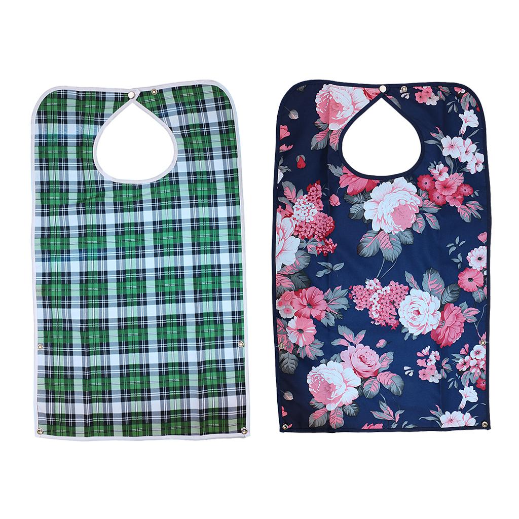 2 Pieces Detachable Bib Adult Mealtime Cloth Protector Disability Aid Apron