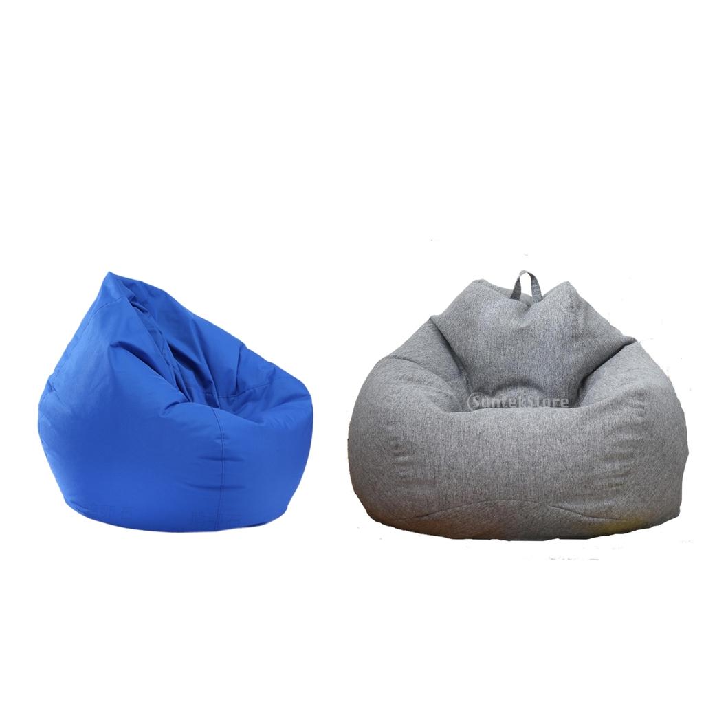 2 Pieces Solid Color Stuffed Animal Storage Bean Bag Cover Gray & Royal Blue