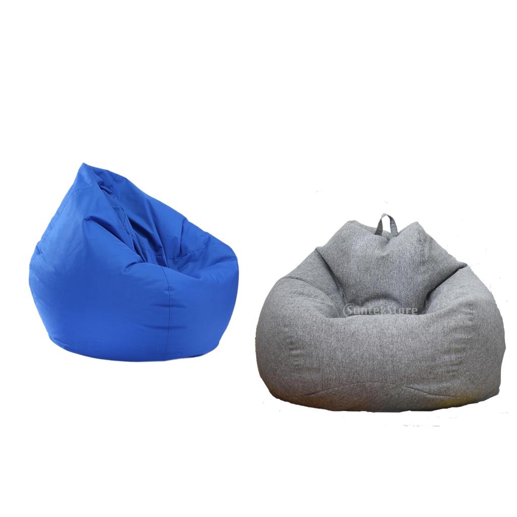 2 Pieces Solid Color Stuffed Animal Storage Bean Bag Cover Gray & Royal Blue