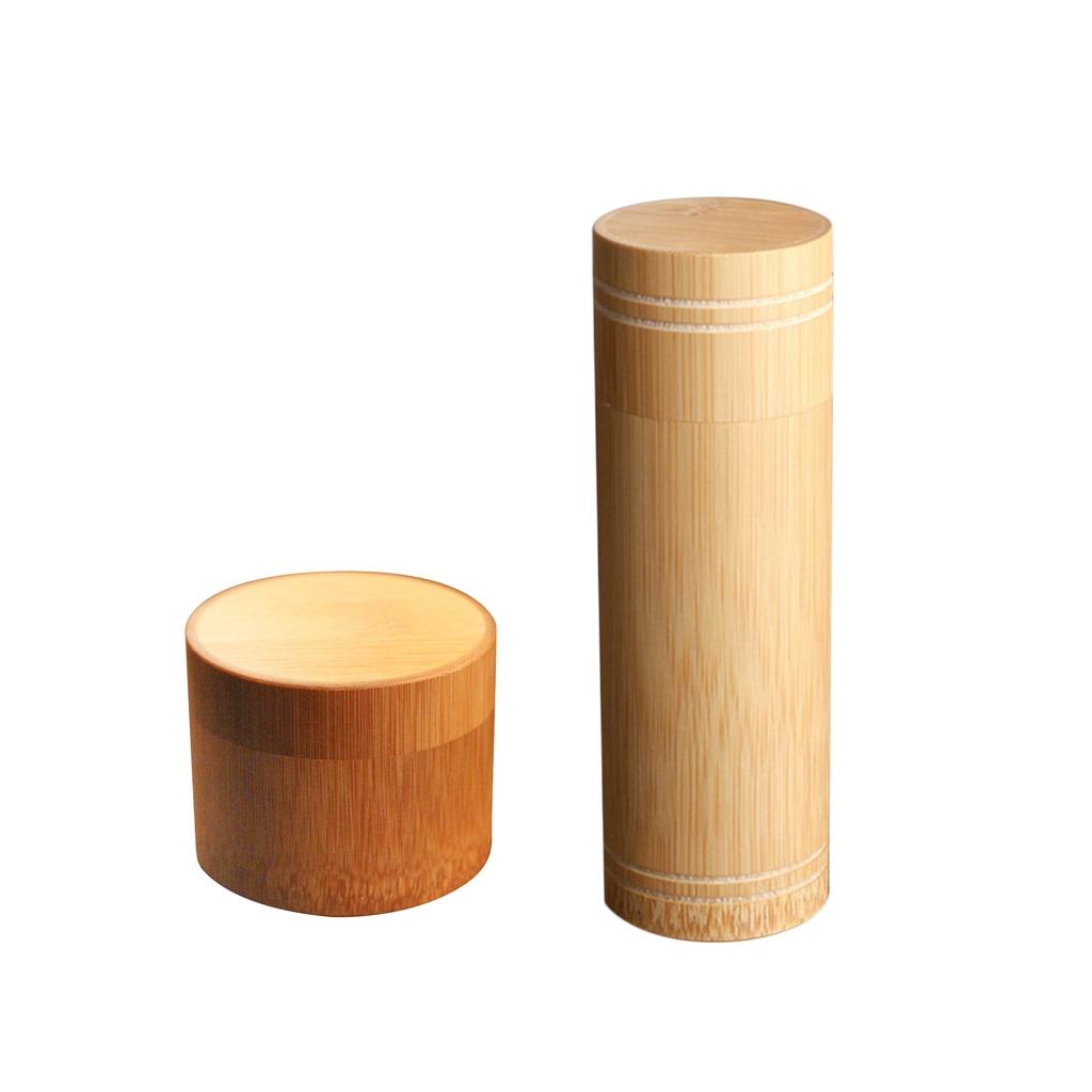 2pcs Round Tube Bamboo Tea CanisterTea Barrel Matcha Tea Box Tea Tin