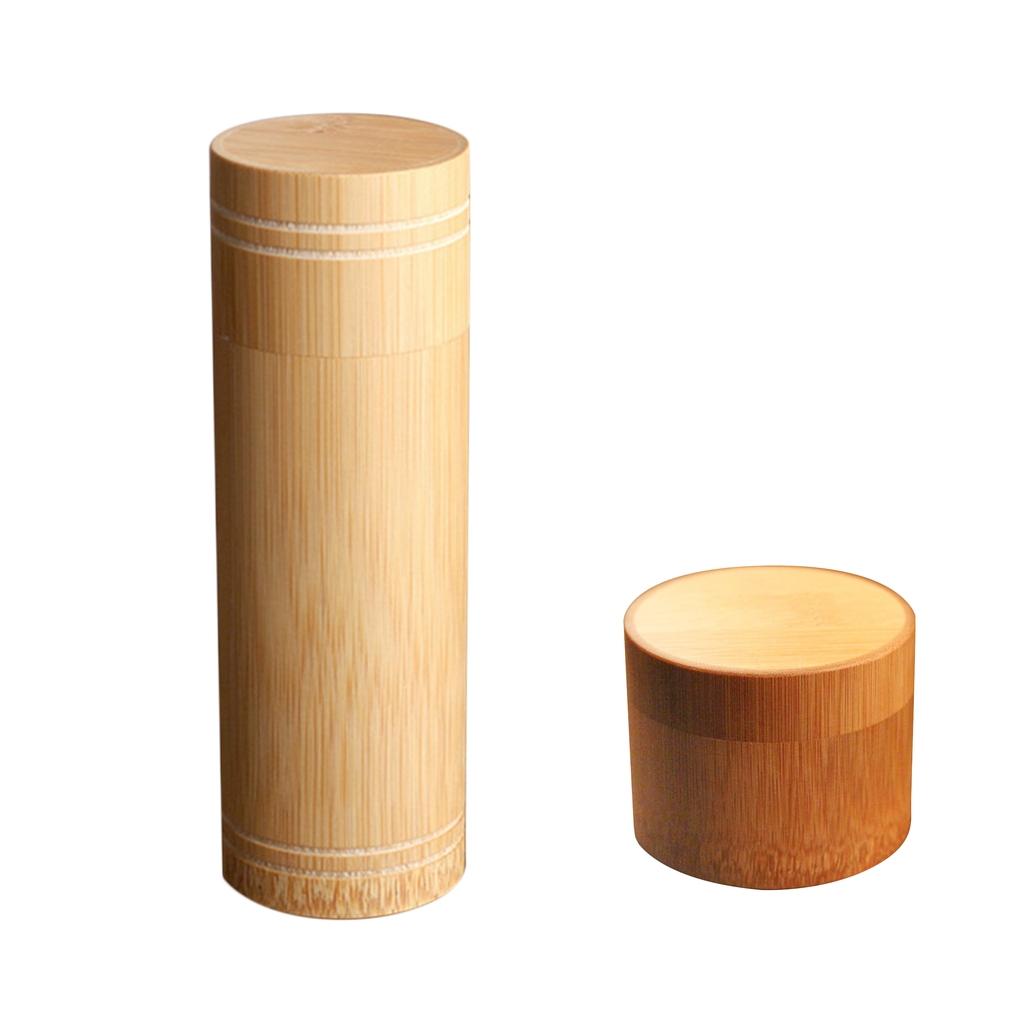 2pcs Round Tube Bamboo Tea CanisterTea Barrel Matcha Tea Box Tea Tin