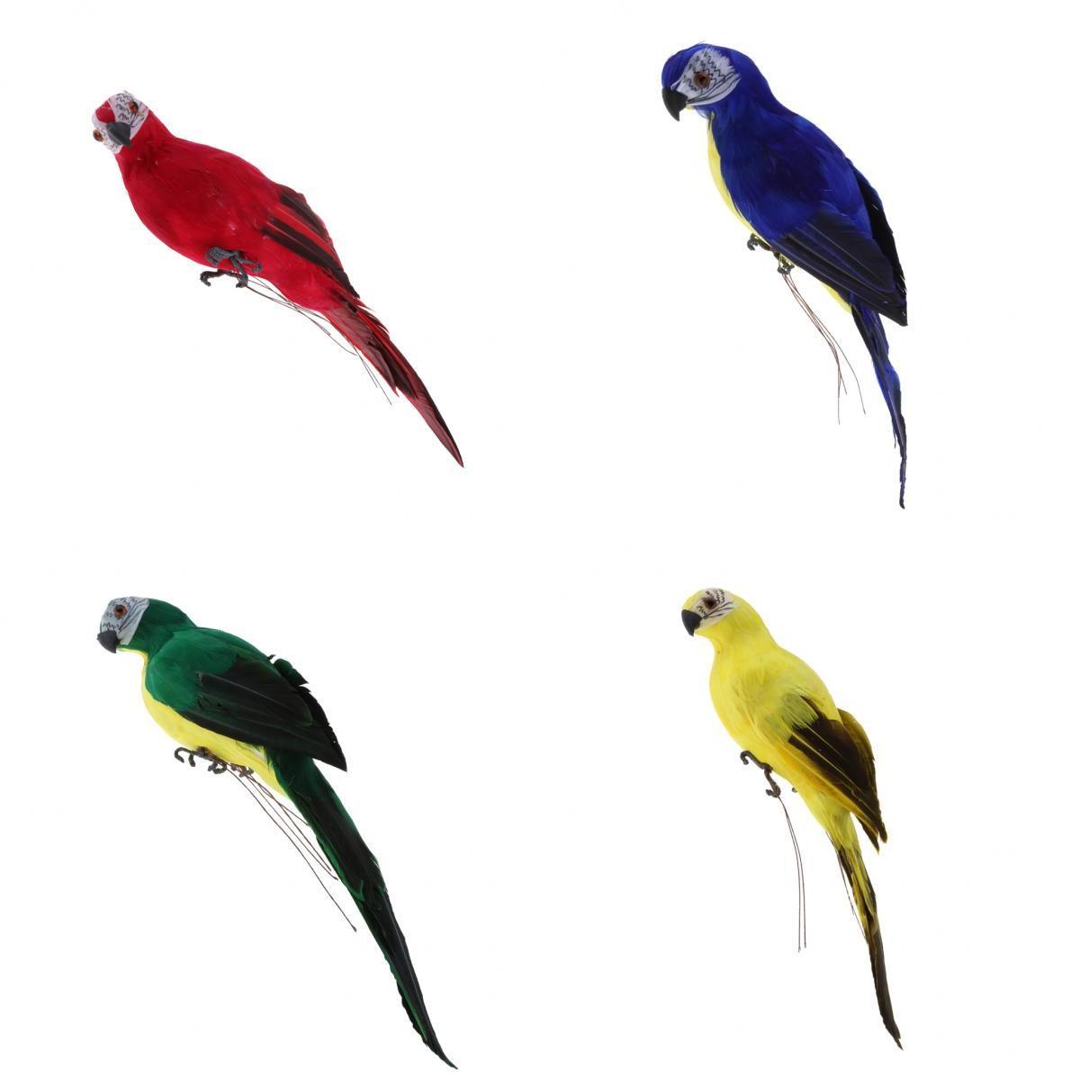 4x Realistic Parrot Artificial Feather Bird Animal Ornament Figurine Decor