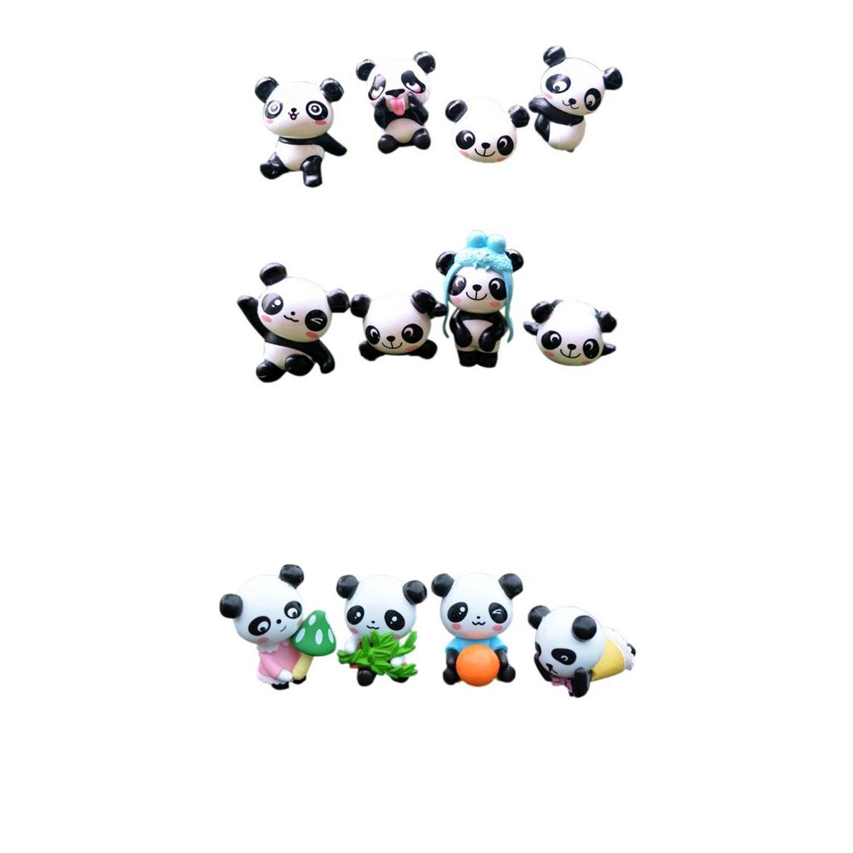 8 pieces Funny Panda Bear Statue and 4 Pieces Garden Decor Cute Panda Statue