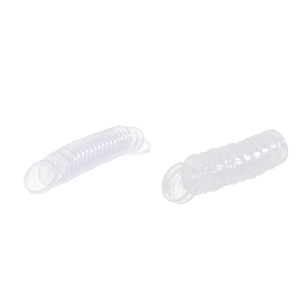 40pcs Clear Round Plastic Coin Capsules Container Storage Holder 45mm+41mm