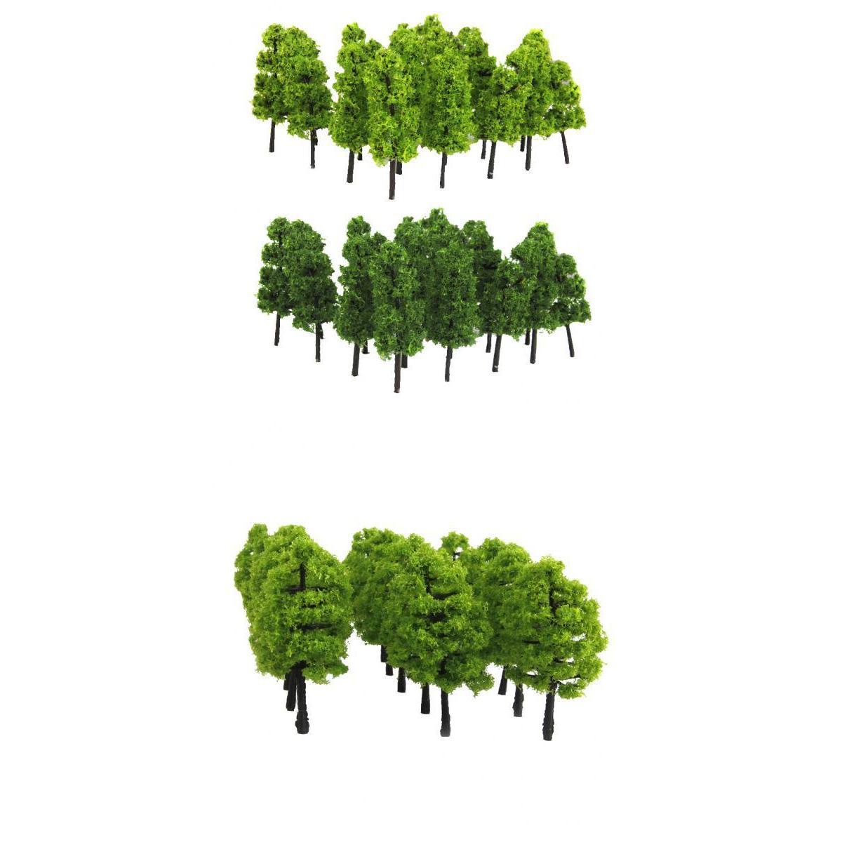40 Pieces Plastic Model Trees HO Scale Train Railroad Scenery 1:100 Green