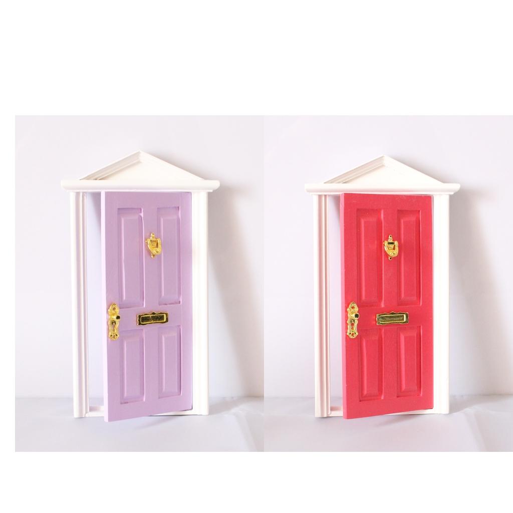 1:12 DollHouse Miniature Wooden Steepletop Door with Hardware Outwardly Open