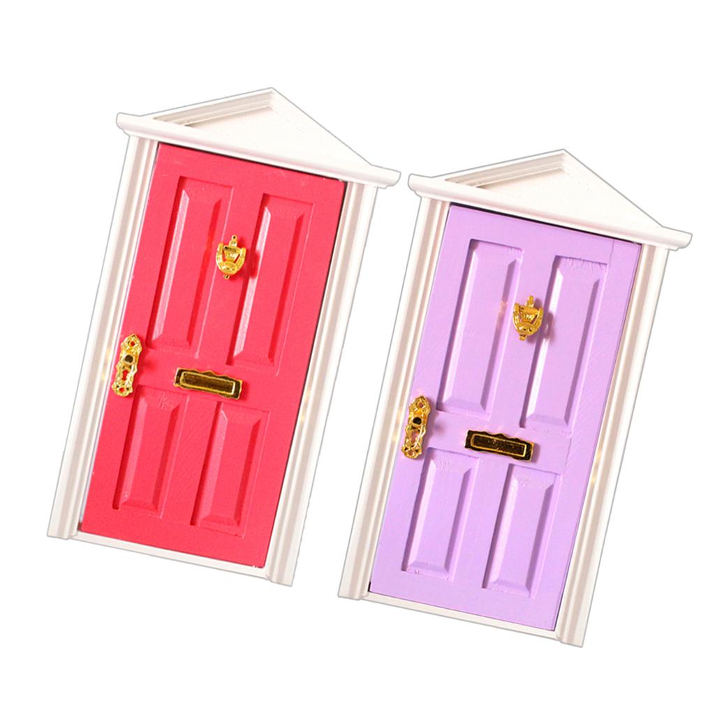 1:12 DollHouse Miniature Wooden Steepletop Door with Hardware Outwardly Open