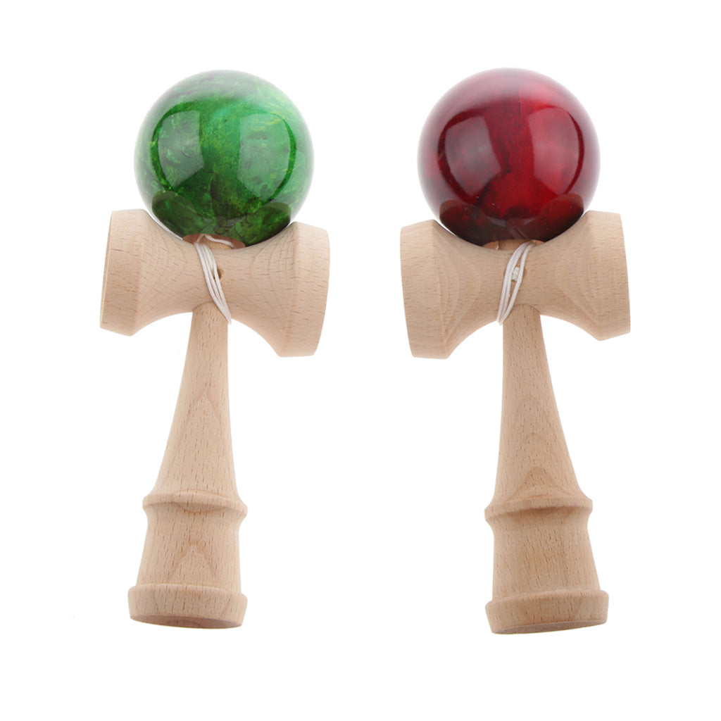 2 Pieces Japan Traditional Wooden Marble Kendama Kids Skill Ball Game Toys