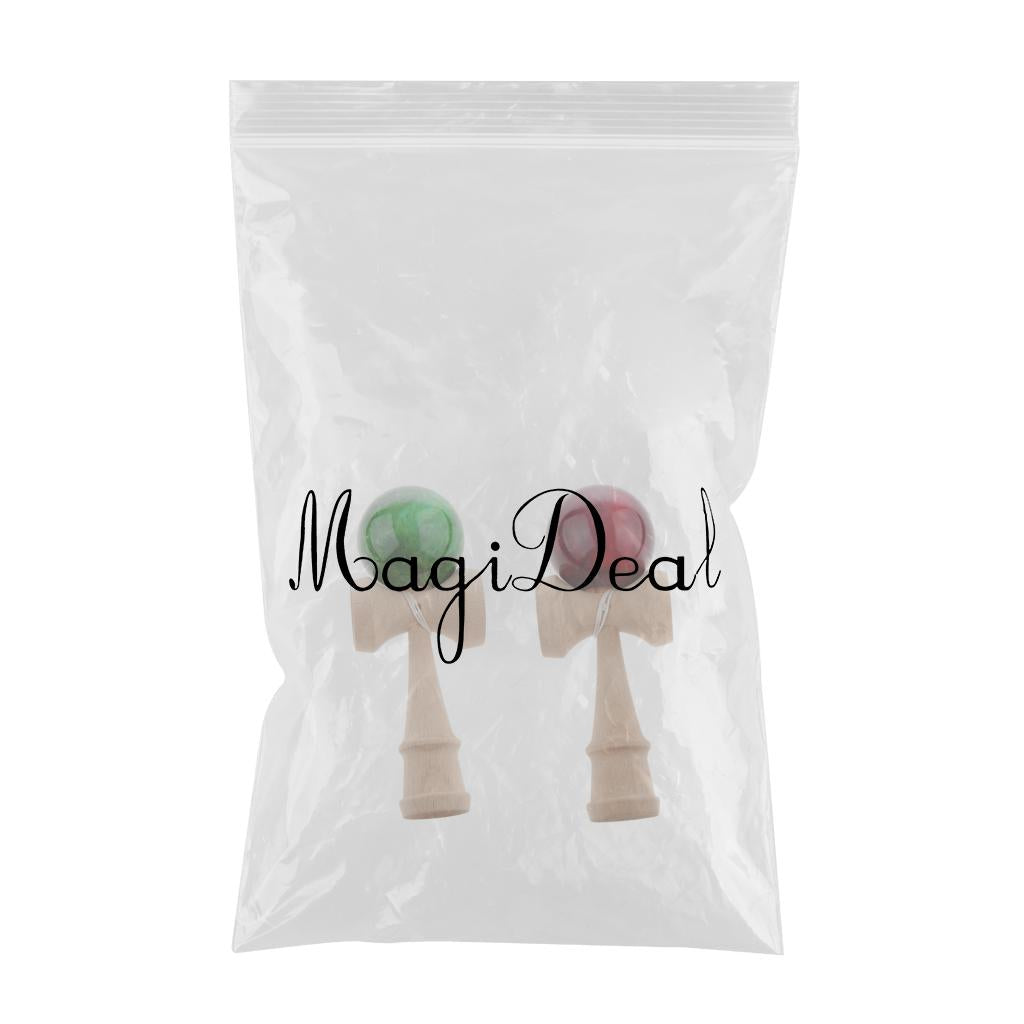 2 Pieces Japan Traditional Wooden Marble Kendama Kids Skill Ball Game Toys