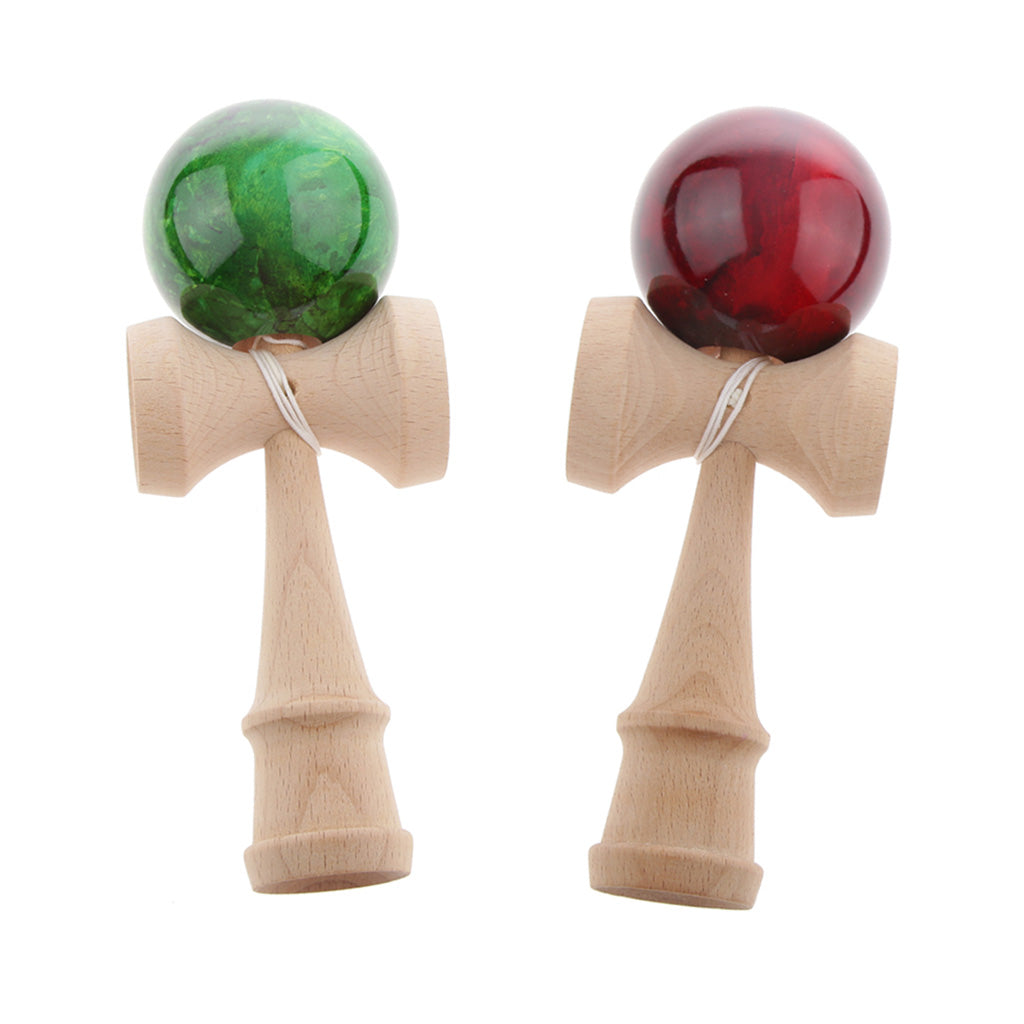 2 Pieces Japan Traditional Wooden Marble Kendama Kids Skill Ball Game Toys