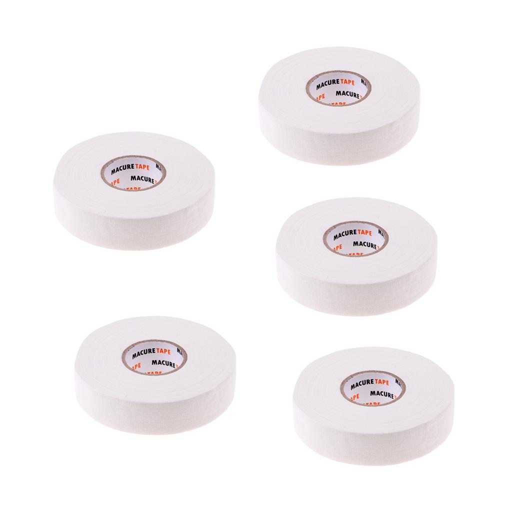 5 Roll Waterproof Adhesive Ice Hockey Cloth Stick Grip Tape 25mmx22.5m White
