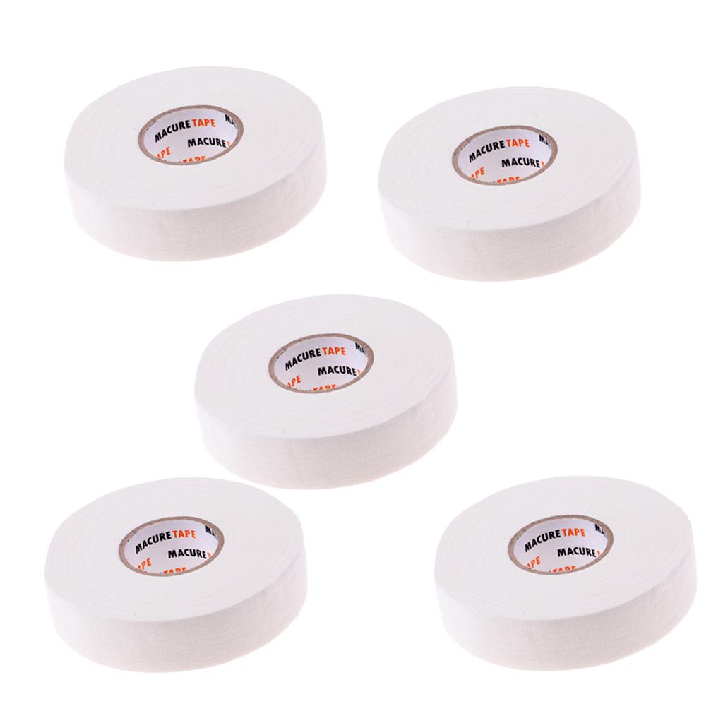 5 Roll Waterproof Adhesive Ice Hockey Cloth Stick Grip Tape 25mmx22.5m White