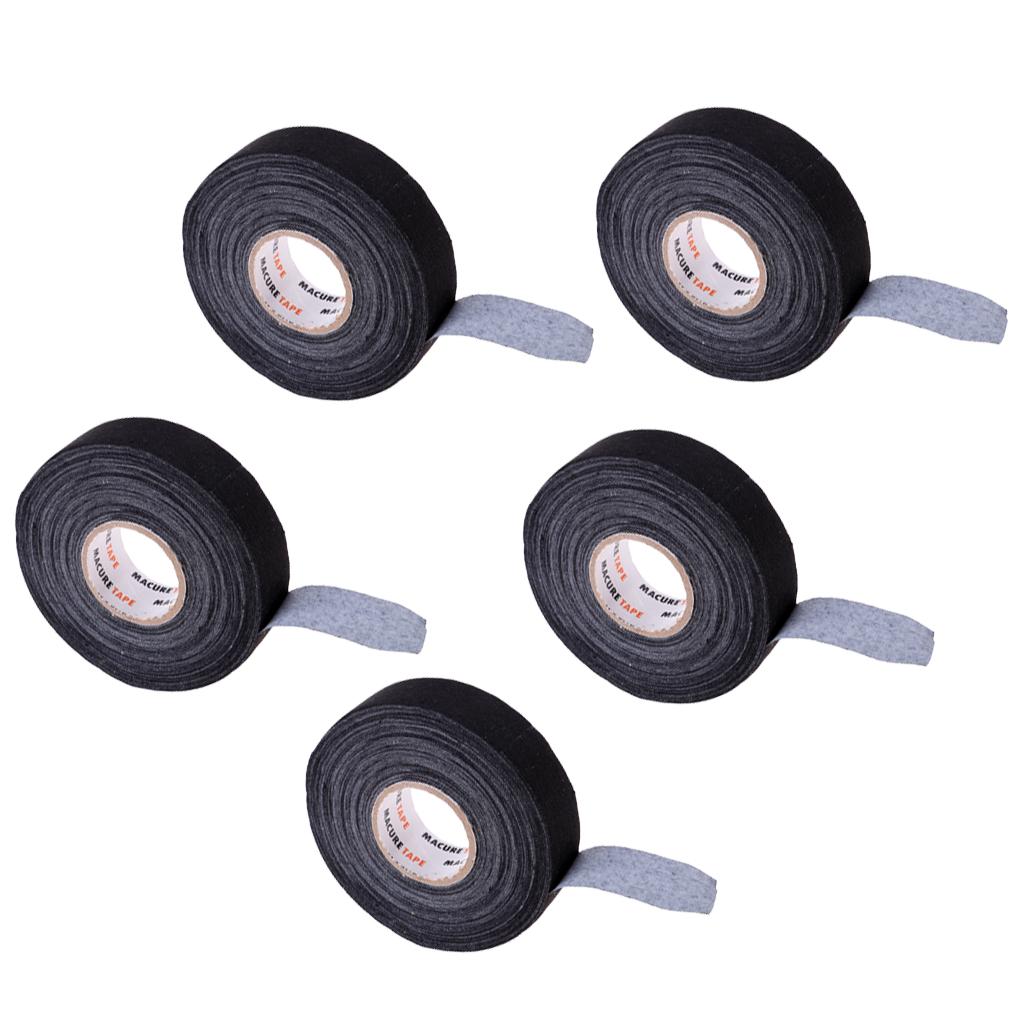 5 Roll Waterproof Adhesive Ice Hockey Cloth Stick Grip Tape 25mmx22.5m Black