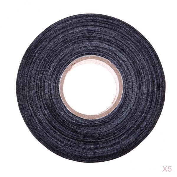 5 Roll Waterproof Adhesive Ice Hockey Cloth Stick Grip Tape 25mmx22.5m Black