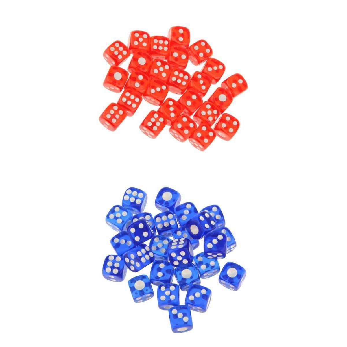 50Pieces 12mm Translucent Six Sided Spot Dice Games D6 for D&D RPG Games