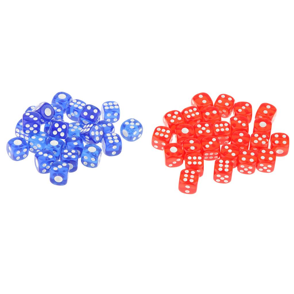 50Pieces 12mm Translucent Six Sided Spot Dice Games D6 for D&D RPG Games