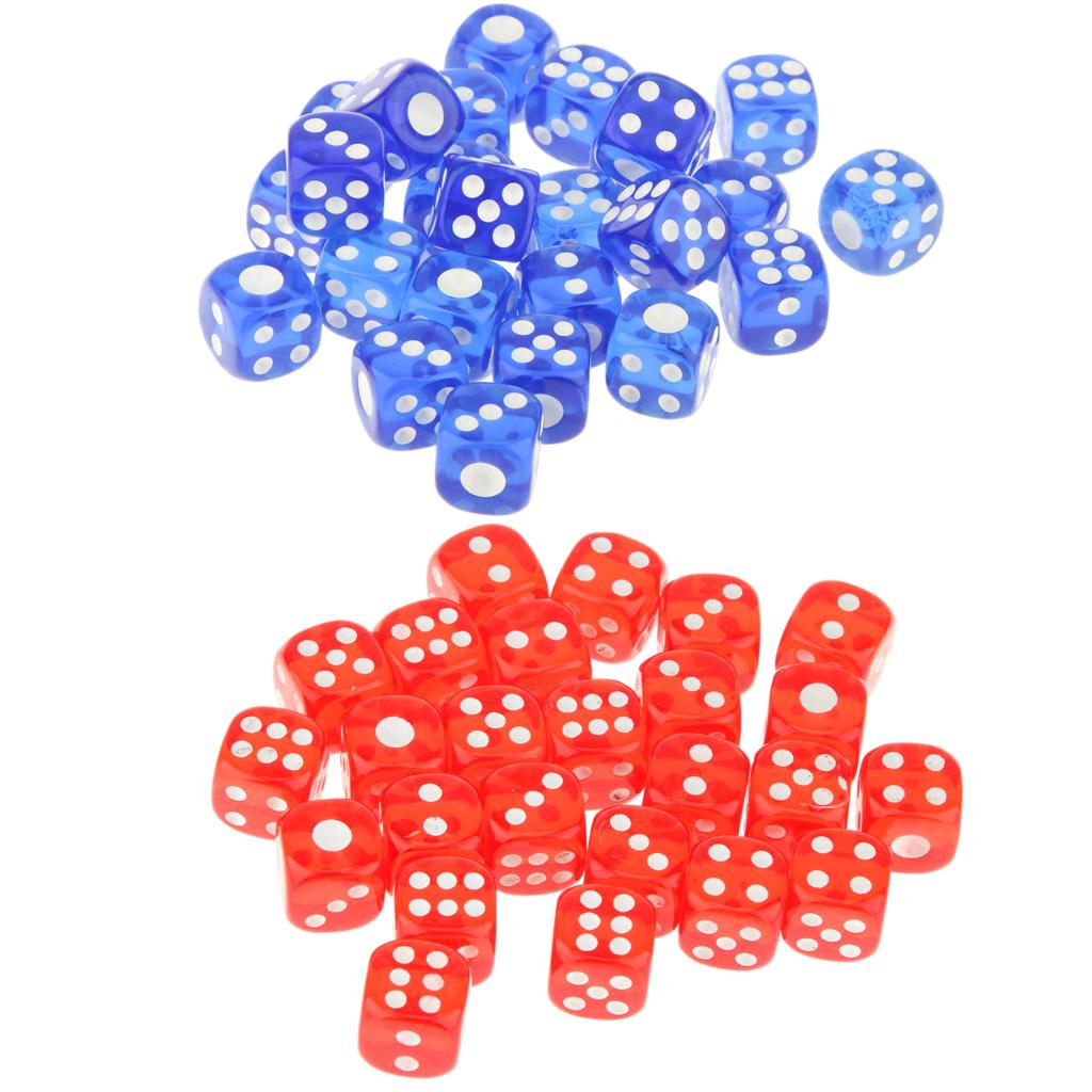 50Pieces 12mm Translucent Six Sided Spot Dice Games D6 for D&D RPG Games
