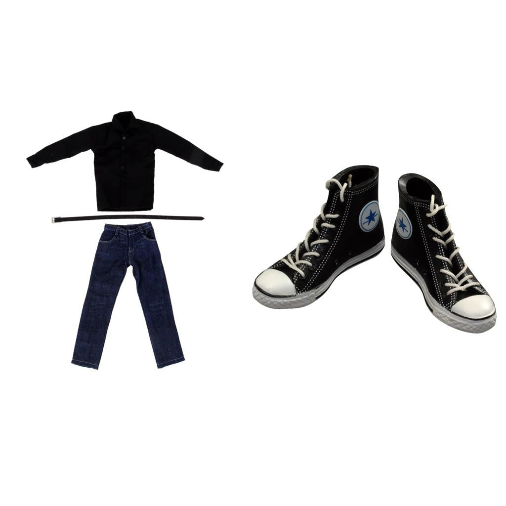 1/6 Male Mens Body 12inch Action Figure Shirts Jeans Pants Belt Sneaker Set