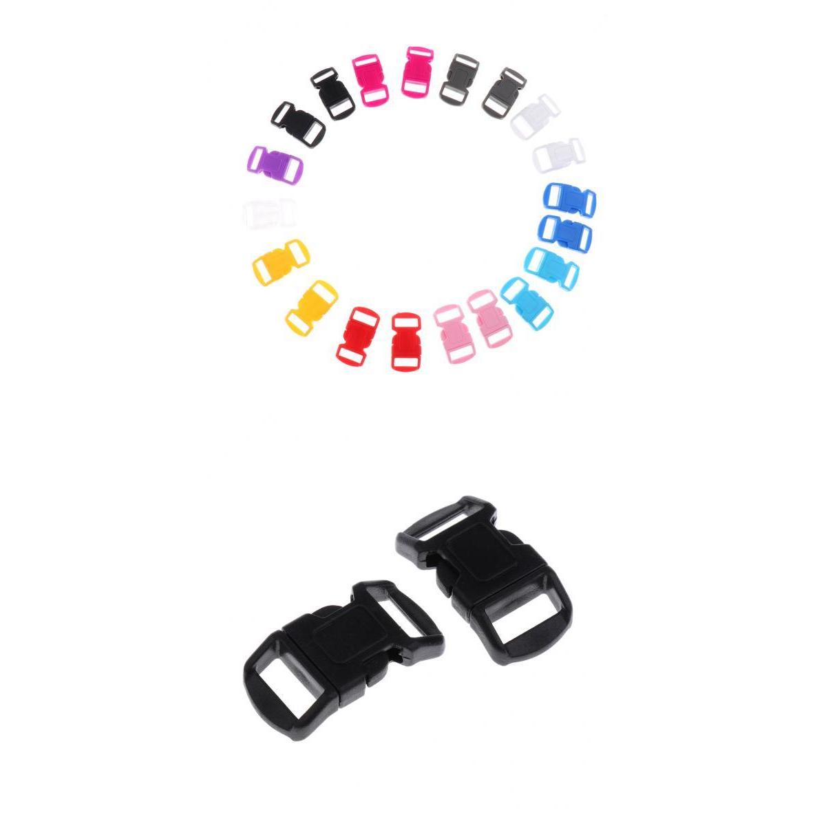 40pcs 10mm Mixed Curved Side Release Plastic Buckle for Paracord Bracelet