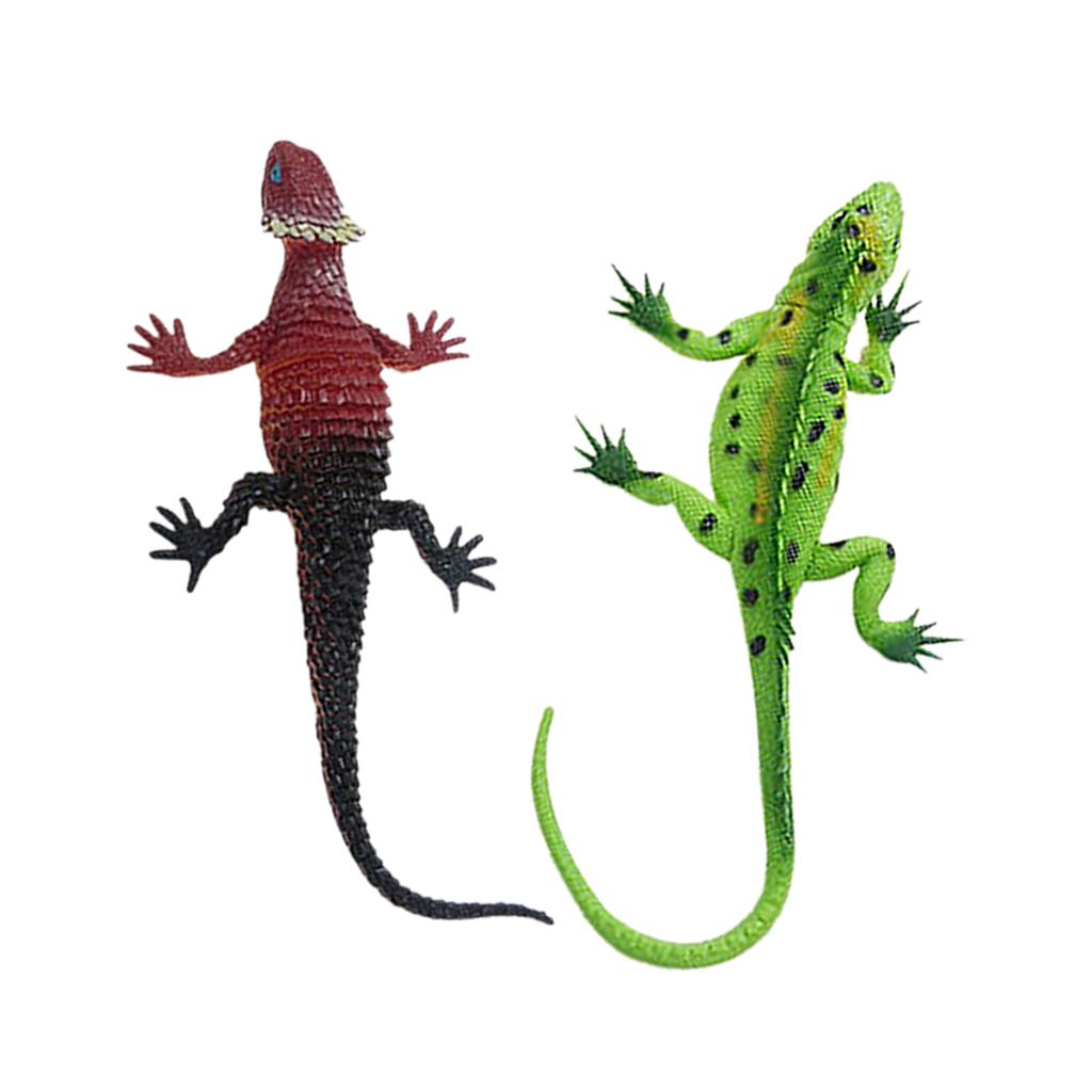 2 x Colorful Vivid Reptile Animal Rubber Lizard Model Figure Educational Toy