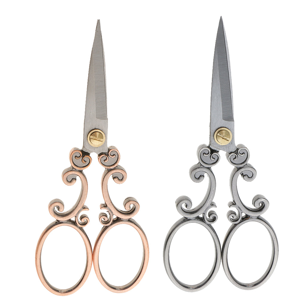 2Pc Vintage Stainless Steel Tailor Scissors Sewing Dressmaking Fabric Shears