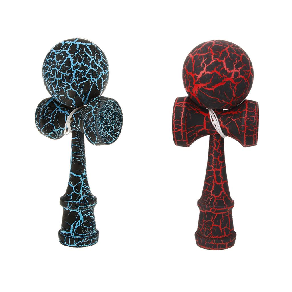 2 Pieces Wooden Crack Full Sized Kendama Game Ball Japanese Traditional Game