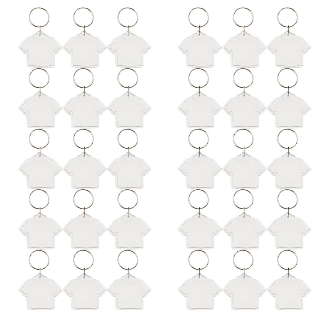 20Pieces Clothes Shape Blank Insert Photo Picture Frame Split Ring Keychain