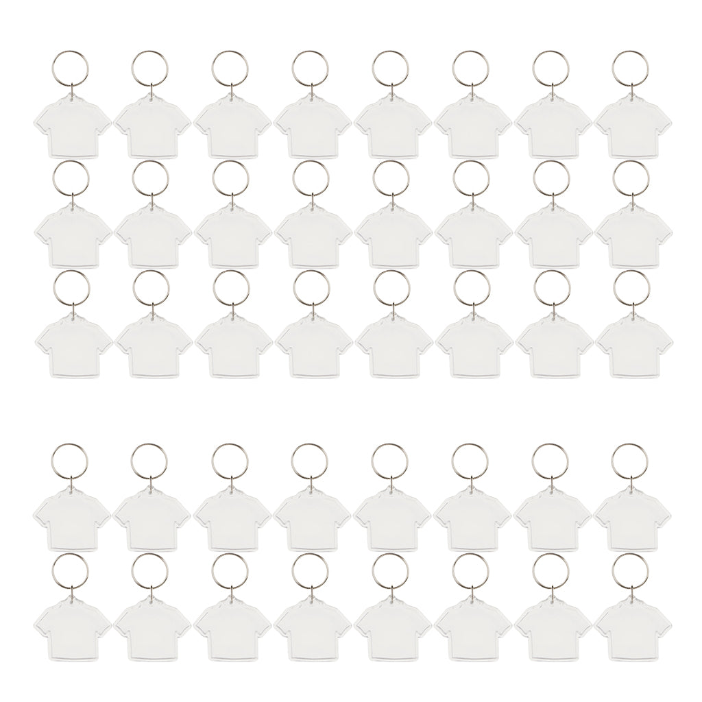 50 Pieces Clothes Shape Blank Insert Photo Picture Frame Split Ring Keychain