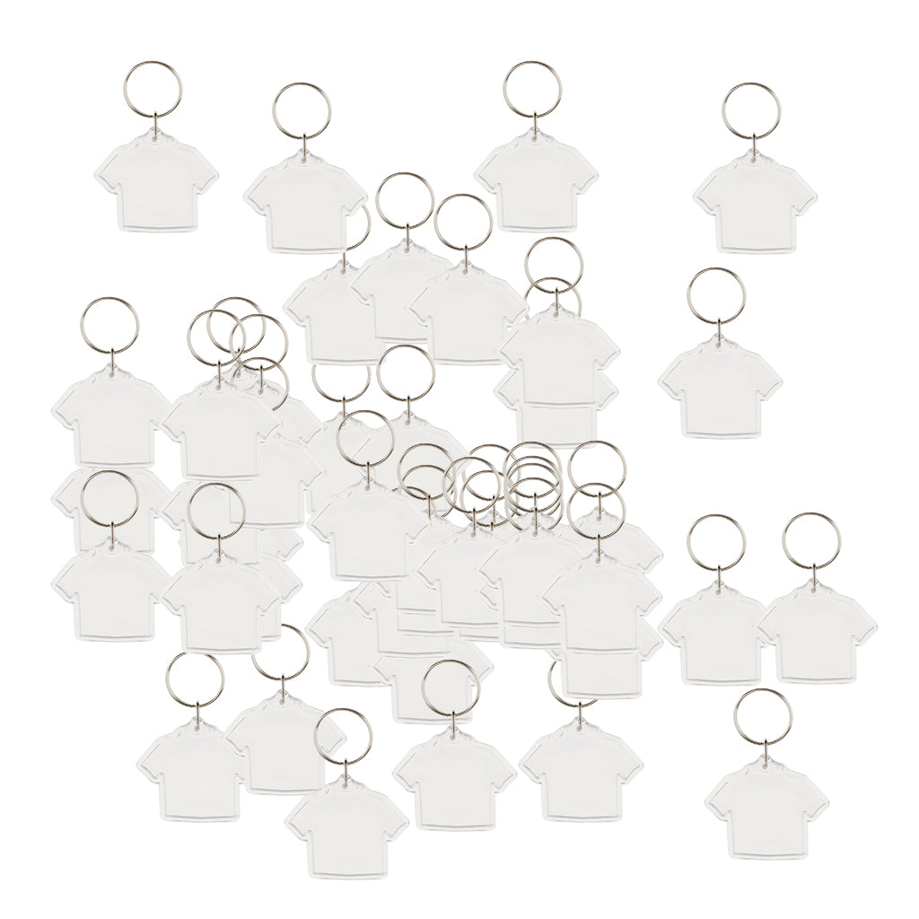 50 Pieces Clothes Shape Blank Insert Photo Picture Frame Split Ring Keychain