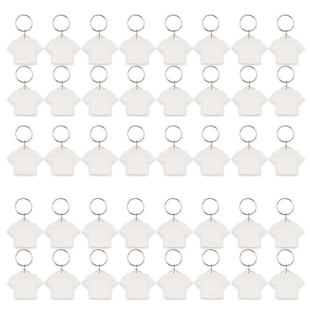 50 Pieces Clothes Shape Blank Insert Photo Picture Frame Split Ring Keychain
