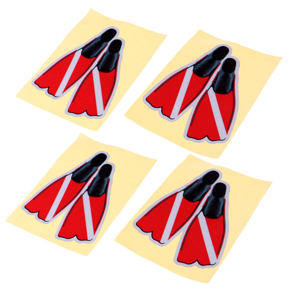 4 Pieces Waterproof Reflective Scuba Diving Dive Snorkel Sticker Decal