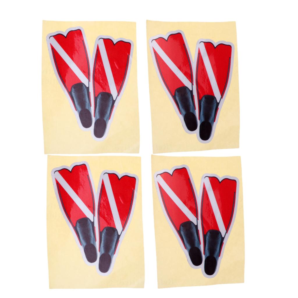 4 Pieces Waterproof Reflective Scuba Diving Dive Snorkel Sticker Decal