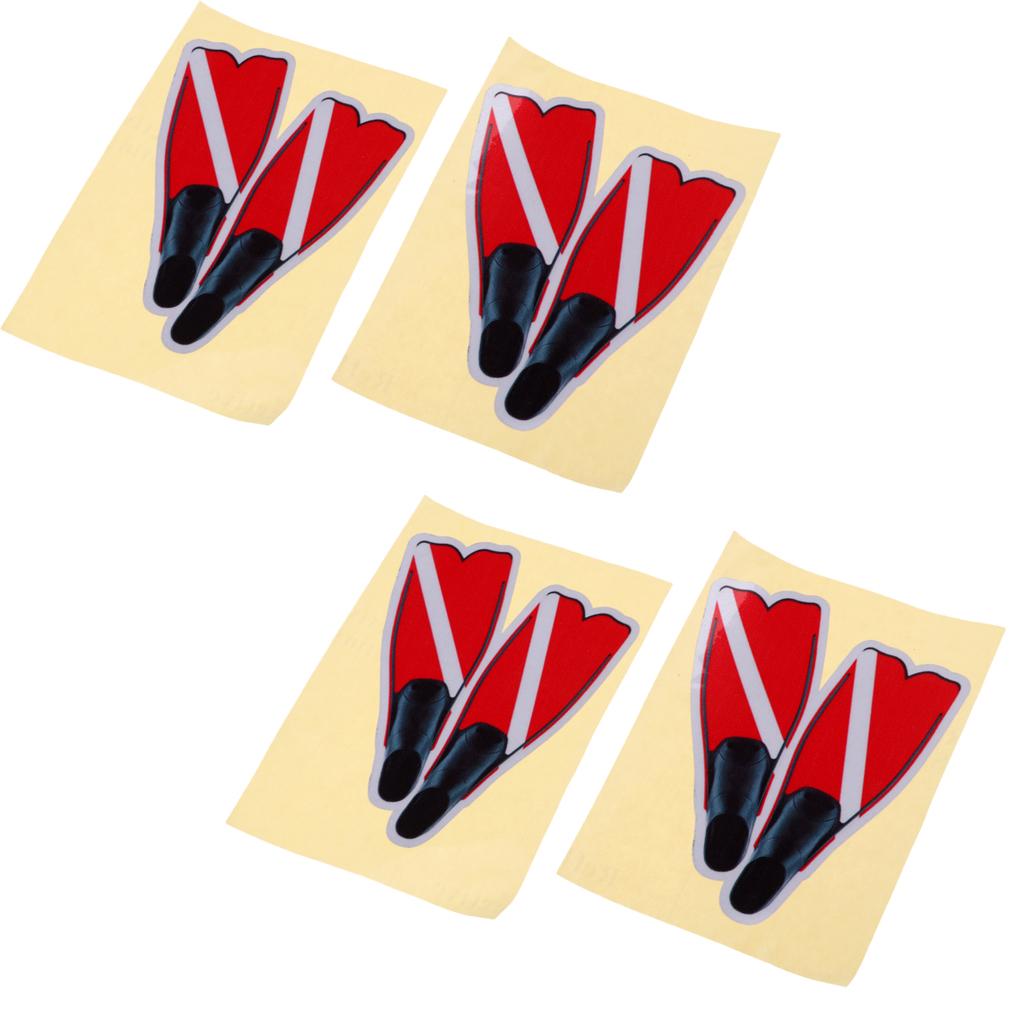 4 Pieces Waterproof Reflective Scuba Diving Dive Snorkel Sticker Decal