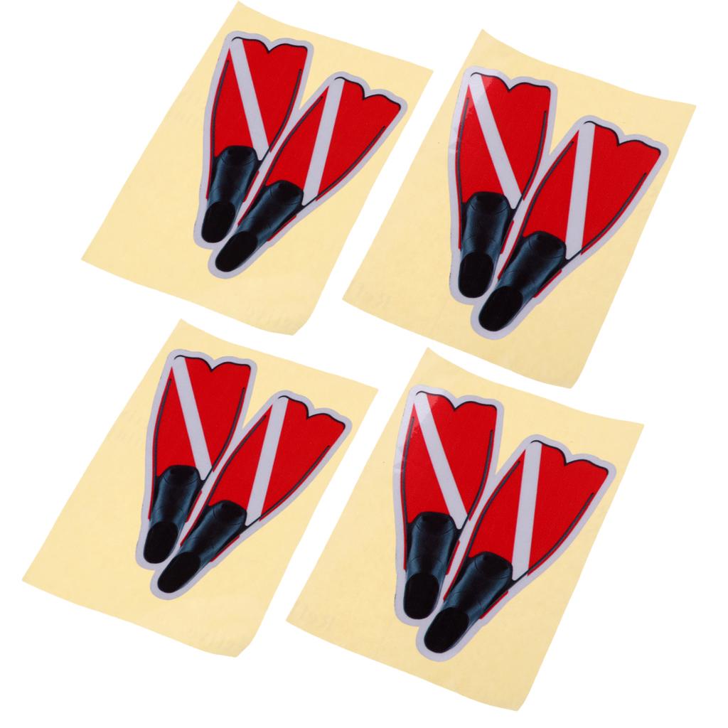 4 Pieces Waterproof Reflective Scuba Diving Dive Snorkel Sticker Decal