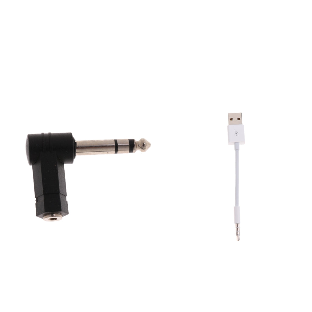3.5mm to USB2.0 M/M Data Cable+6.35mm to 3.5mm M/F Audio Elbows Connector