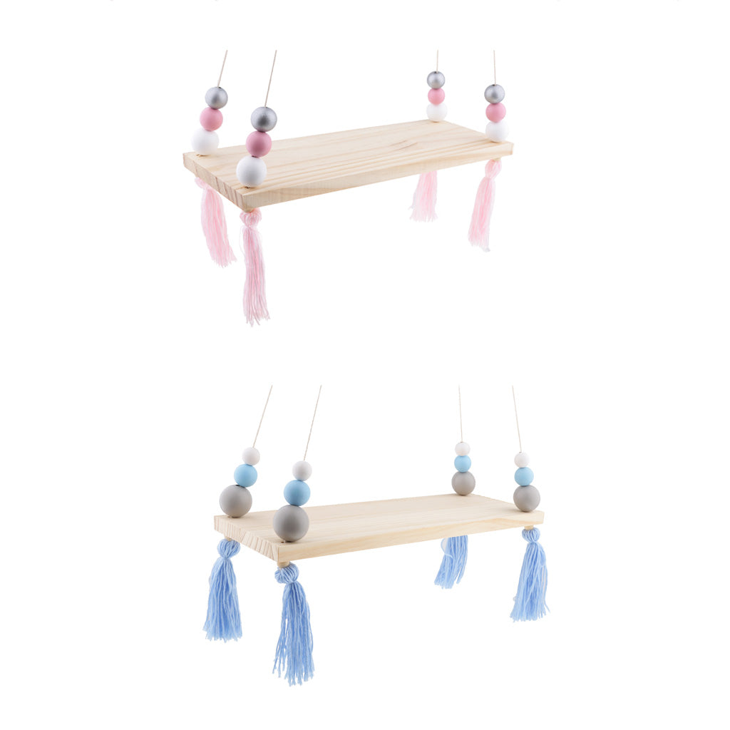 2x Kids Baby Nordic Style Wooden Tassel Pearl Room On Wall Decorative Frame