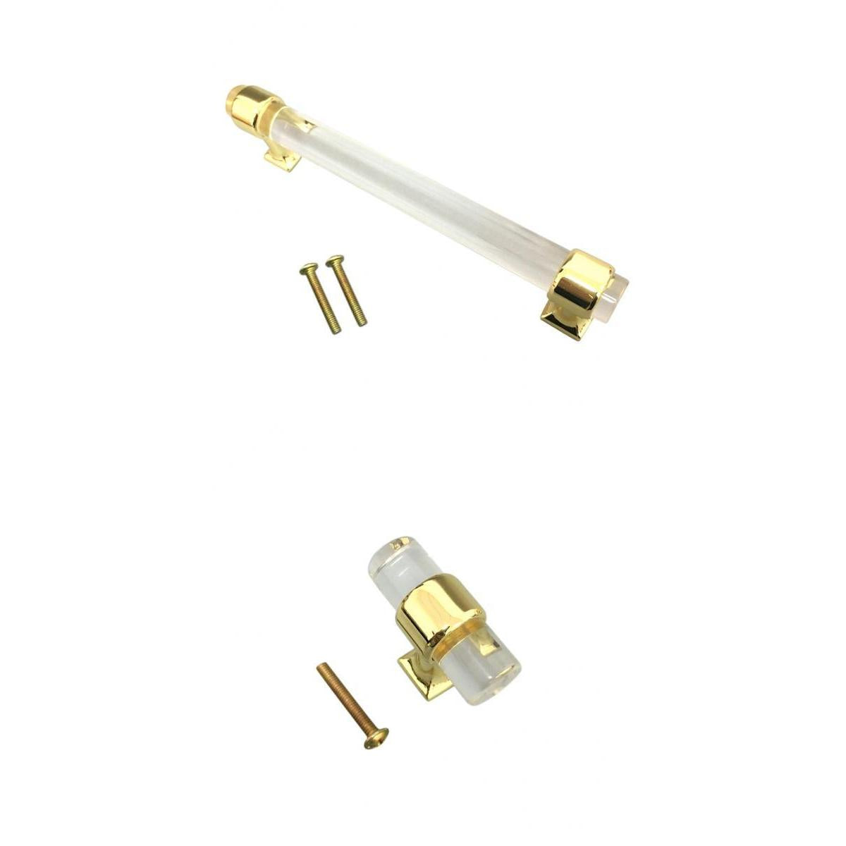 2Pcs Acrylic Door Pull Knob Drawer Cabinet Cupboard Handle Hardware Gold