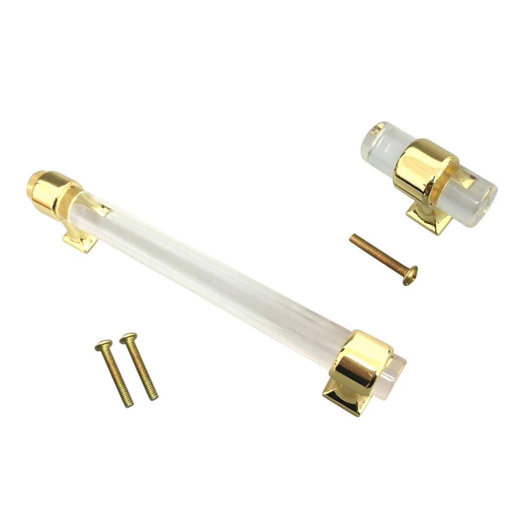 2Pcs Acrylic Door Pull Knob Drawer Cabinet Cupboard Handle Hardware Gold