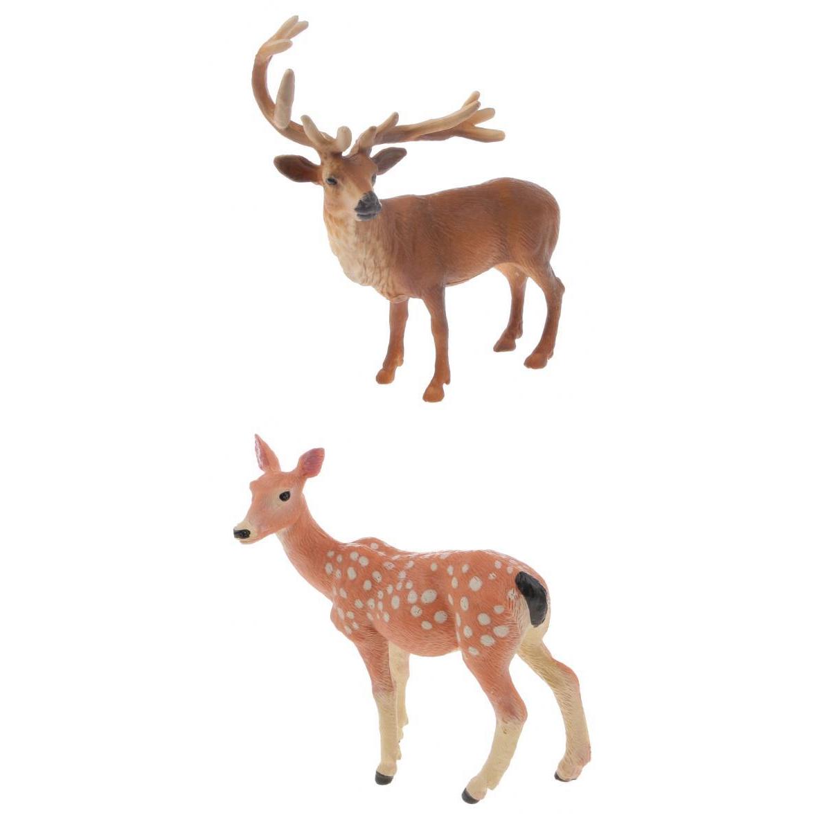 2 Pieces Realistic Deer Model Toy Action Figure Home Decorative Collectibles