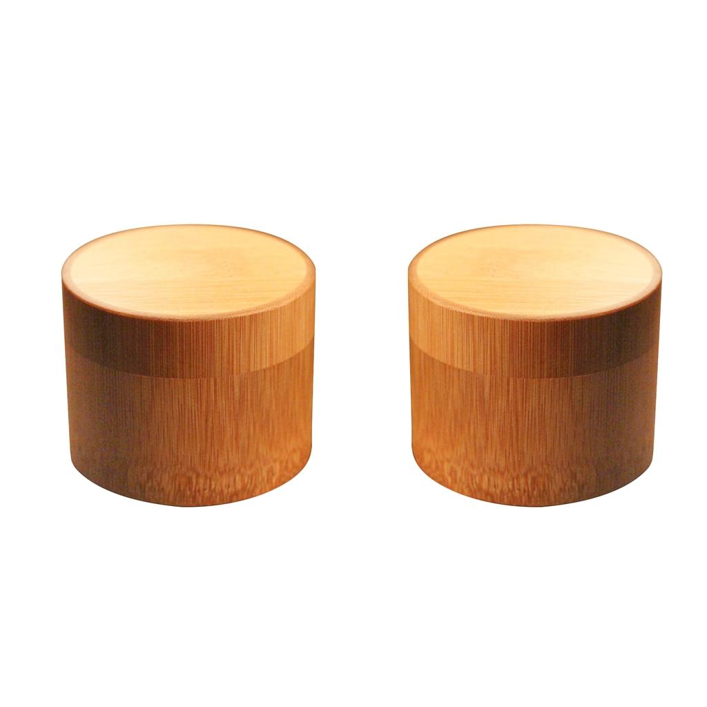 2pcs Round Tube Bamboo Tea CanisterTea Barrel Matcha Tea Box Tea Tin 6x5.5cm