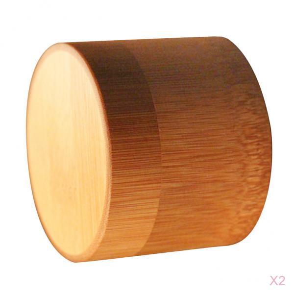 2pcs Round Tube Bamboo Tea CanisterTea Barrel Matcha Tea Box Tea Tin 6x5.5cm